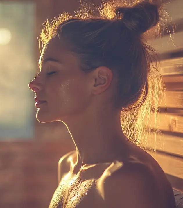 Sauna overlooking the bay at sunset